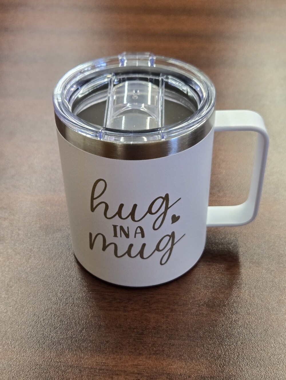 White "Hug in a Mug" Tumbler Mug ☕️ 🩶